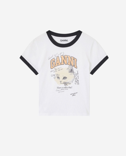 塗鴉貓咪滾邊短袖T