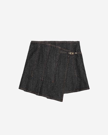 坑條蓬鬆一片式短裙