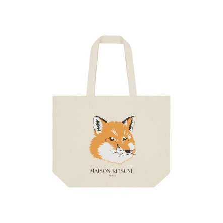 黃色大狐狸頭麻布購物袋