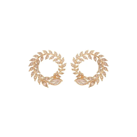Tini桂冠橄欖葉滿鑽[夾式]耳環