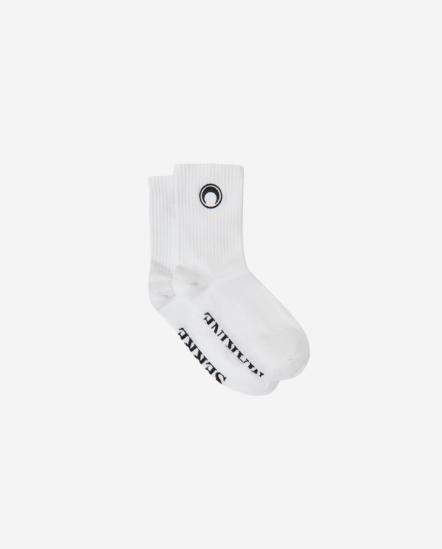 月亮刺繡長襪/白色