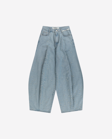 滿版珍珠氣球型牛仔褲