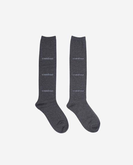 3排Logo印刷長襪/灰色