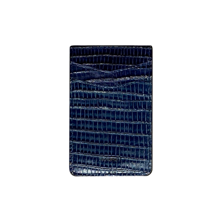 Shawn蜥蜴紋 真皮手機卡夾/藏藍 