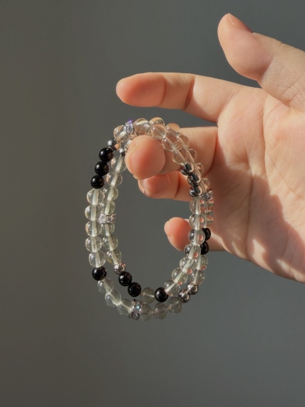 利比亞黃金隕石6mm配金運雙圈手串