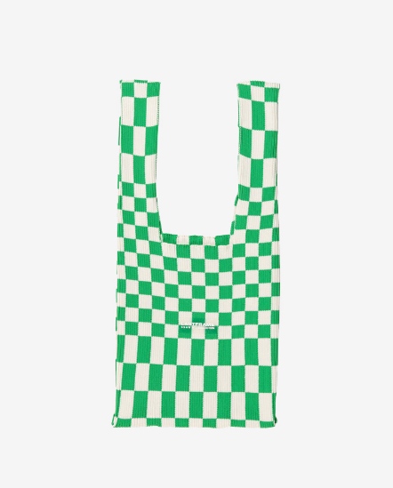 L22207 Ichimatsu白棋盤格針織手袋/綠色