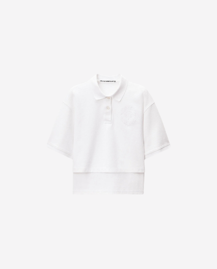 刺繡紋理短版Polo衫