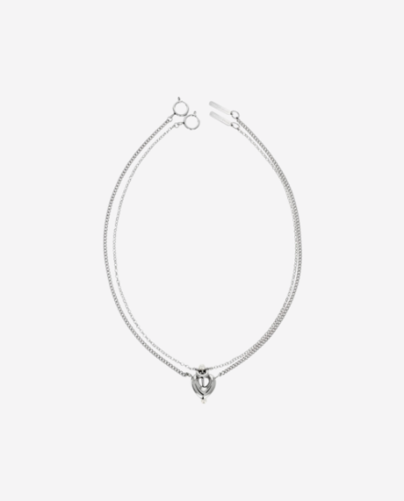 EROS-愛心一字珍珠雙鏈項鏈