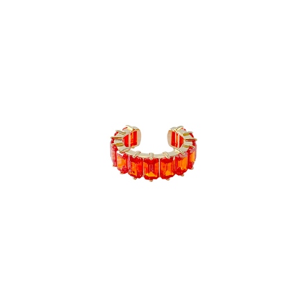Kiki滿排方鑽C型戒指-珊瑚紅