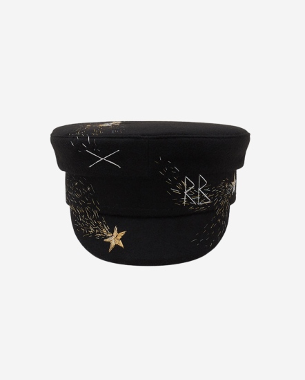 刺繡月亮星星穗毛料軍帽