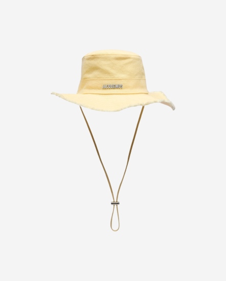 品牌Logo摩毛邊登山帽/鵝黃色