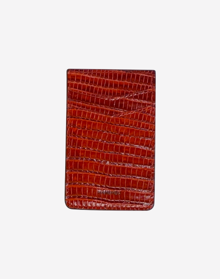 Shawn 蜥蜴紋真皮手機卡夾/紅色