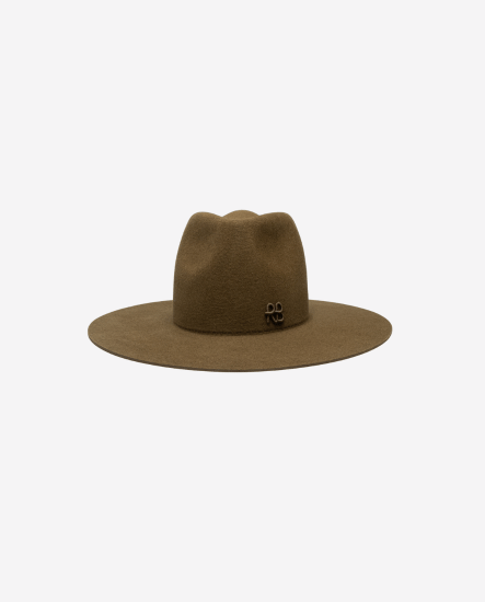 RB捲字凹陷頂毛氈紳士帽/深棕咖