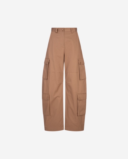 口袋工裝錐形褲/土咖色