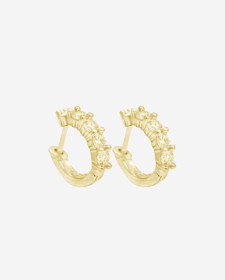 Moissanite Shine Huggie E-半鑽小圈耳環/金色