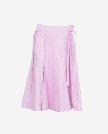 排釦繫帶長裙/粉紫
