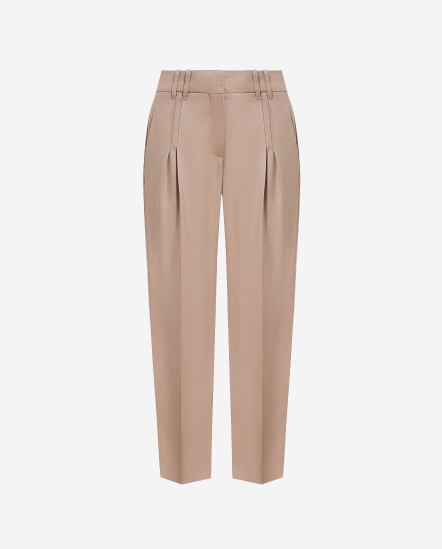 雙側雙壓褶西裝直筒褲